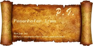 Pesenhofer Irma névjegykártya